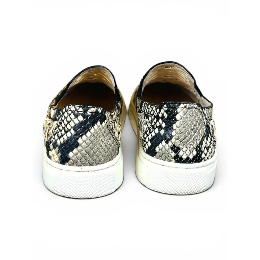 Tory Burch Huarache Woven Snake Print Leather Slip On Sneakers Roccia 6.5